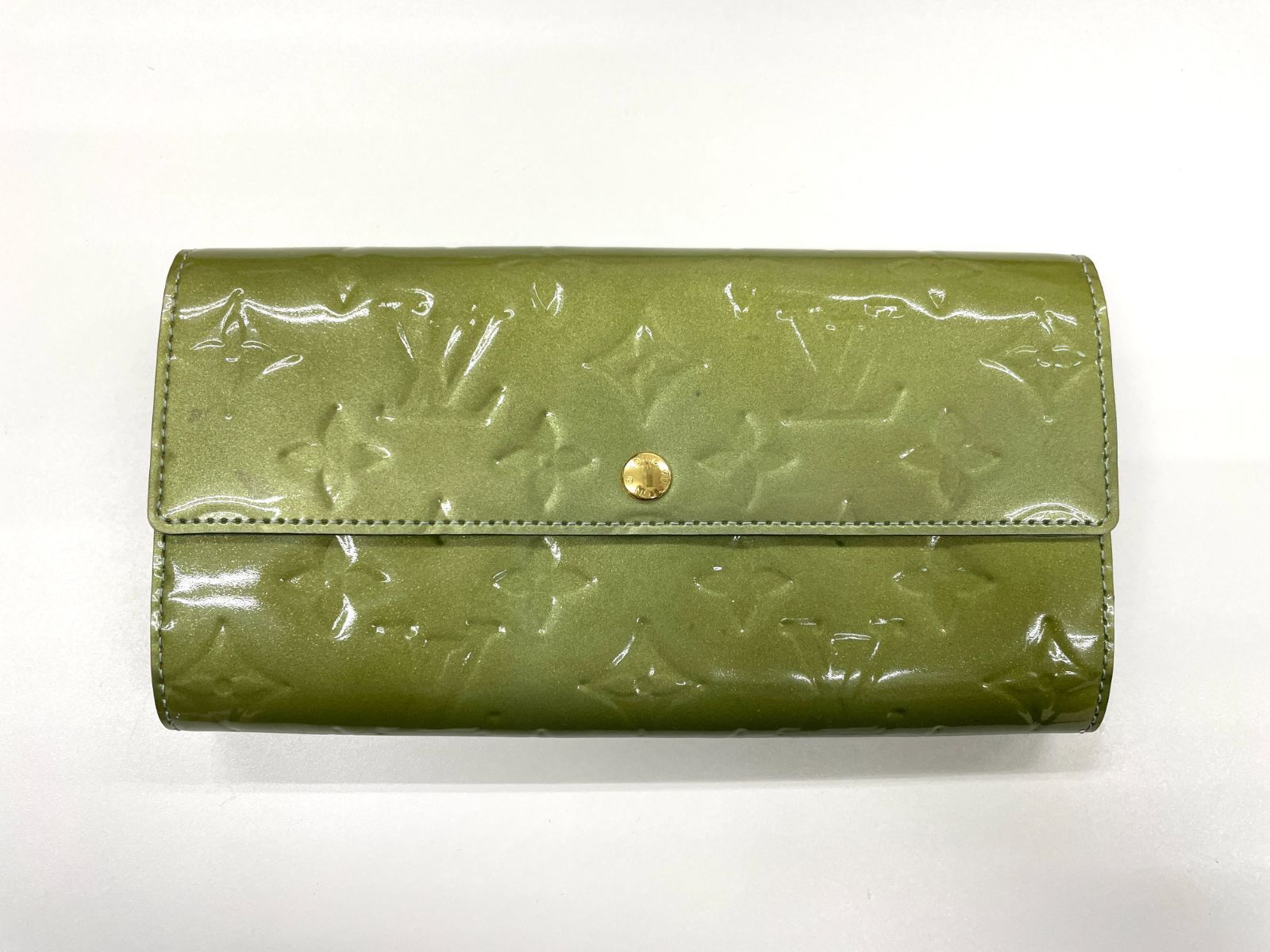【美品】ルイヴィトン ポルトフォイユサラ 長財布 グリーン ヴェルニ モノグラム LOUIS VUITTON ルイ・ヴィトン モノグラム・ヴェルニ