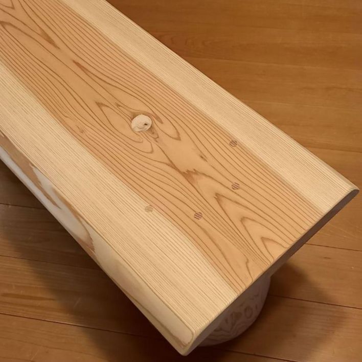 一点物 無垢一枚板節あり | スツール ダイニングベンチ 丸太脚 棚付き| 天然木 国産杉 WWW_SUPERTOOLSSHOP_NL