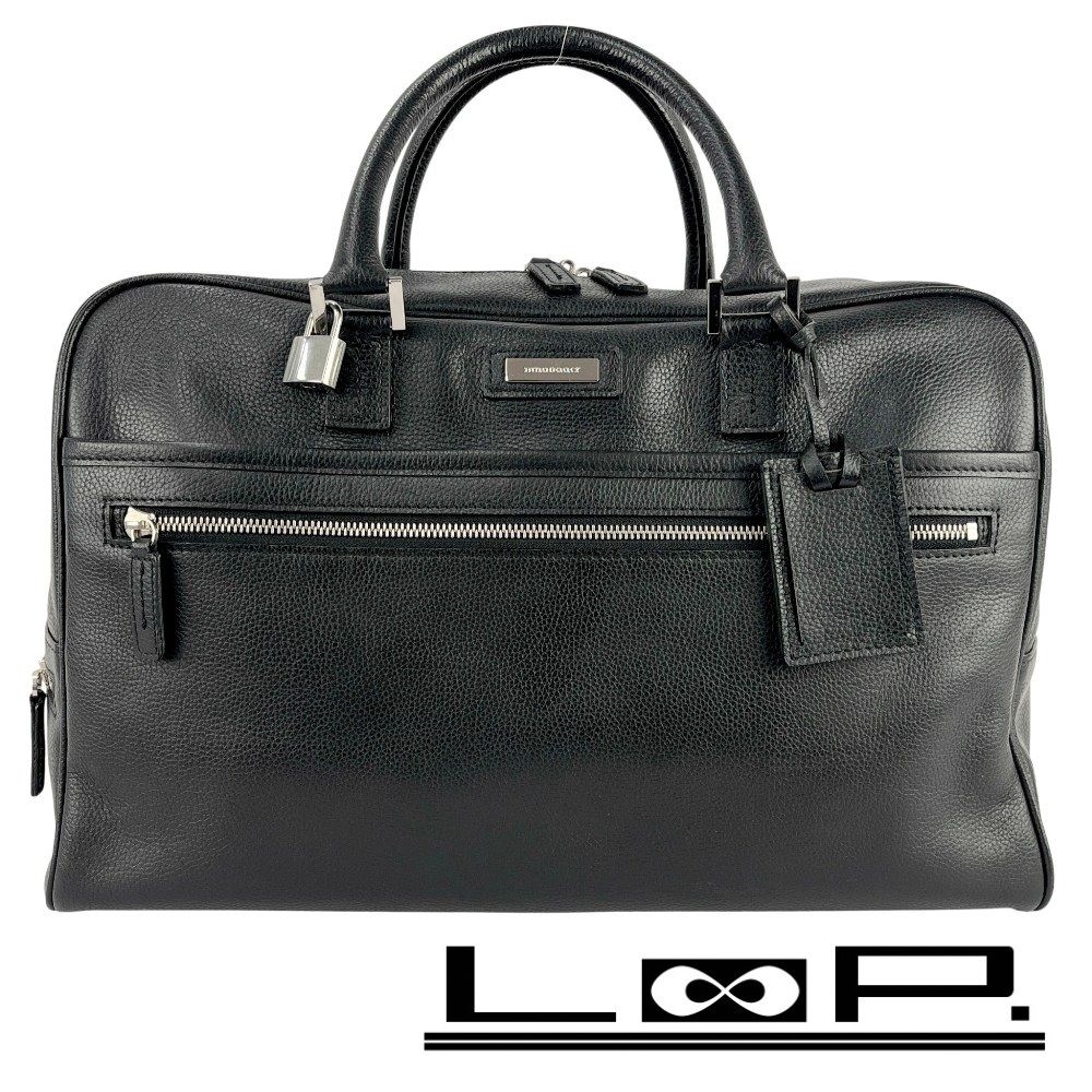 ■美品■　バーバリー ボストン バッグ 鞄 大容量 レザー ブラック シルバー 【428777】10 □美品□ バーバリー ボストン バッグ 鞄 大容量 レザー ブラック