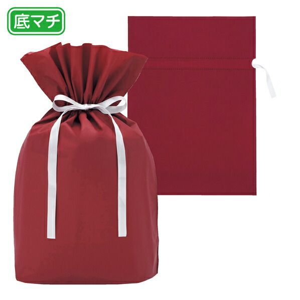 梨地リボン付きギフトバッグワインレッド45cm  61-549-44-4 