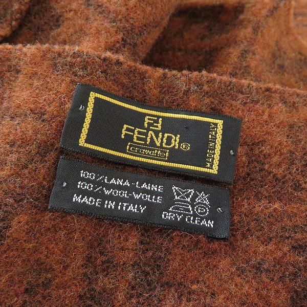 wnzm フェンディ FENDI マフラー ズッカ柄 フリンジ 茶系 ユニセックス