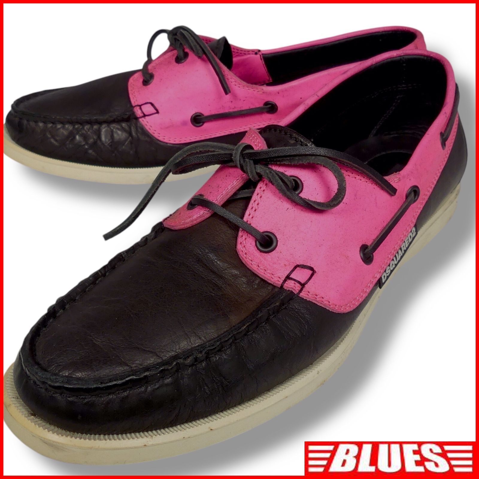 イタリア製 DSQUARED２ ディースクエアード デッキシューズ 26.5 モカシン 27 ローファー 黒 ピンク メンズ デッキシューズサイズ26.5cm一覧←SEULB屋着古← X7642