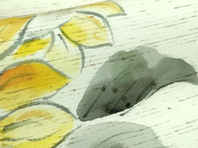 平和屋着物■極上　九寸名古屋帯　ぜんまい紬　手描き　向日葵　ひまわり　逸品　DZAA7241kh5 平和屋着物□極上 九寸名古屋帯 ぜんまい紬 手描き 向日葵 ひまわり