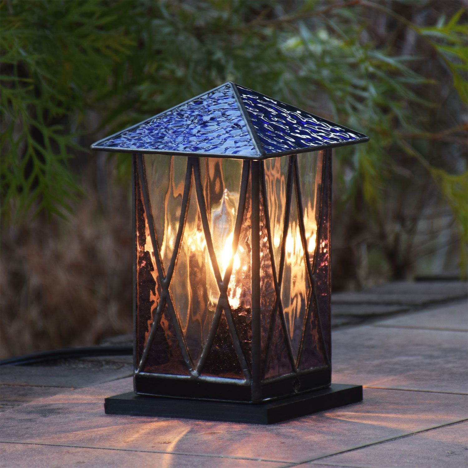 ステンドグラスランプ 行燈 6k200pnks 室内用 卓上照明 間接照明