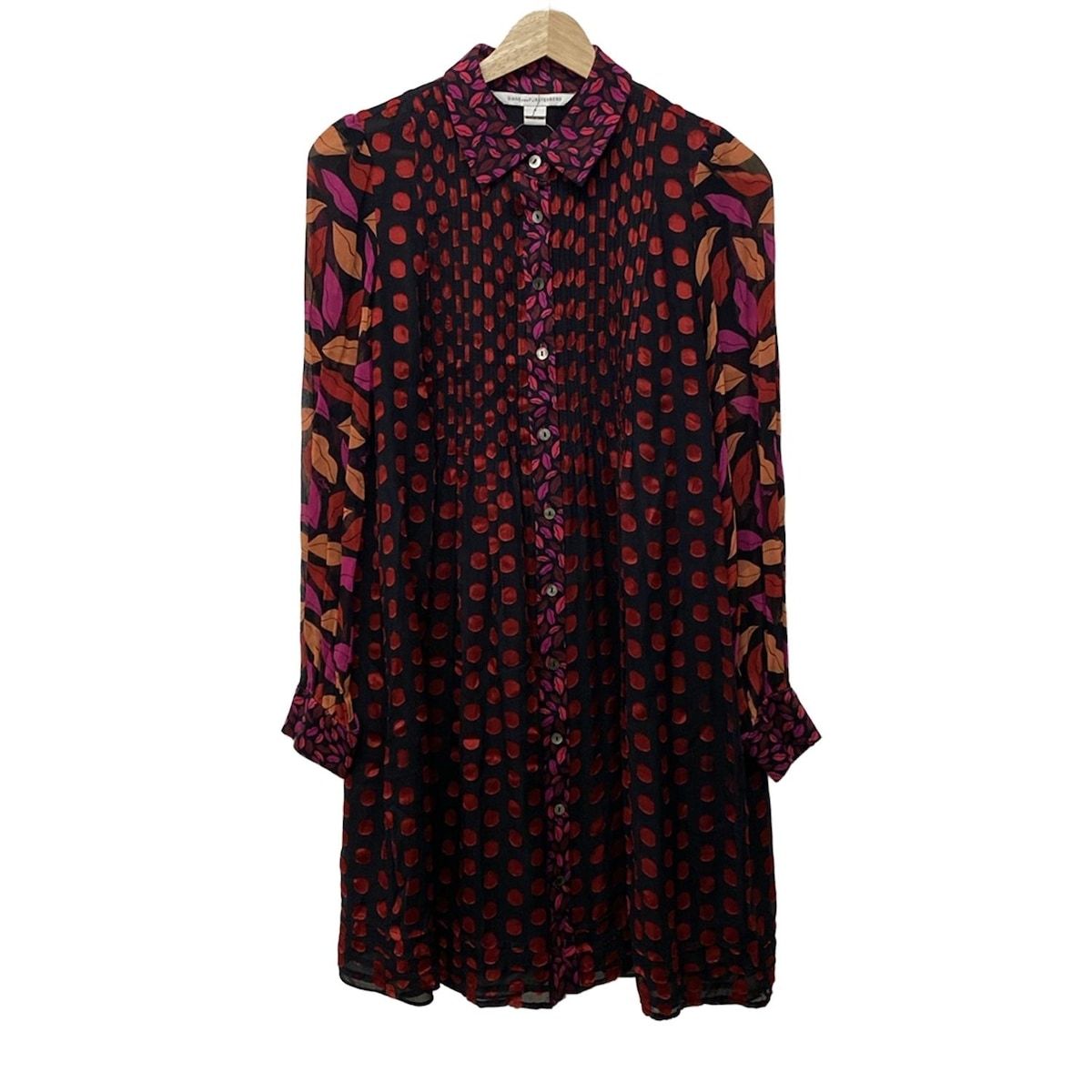 DIANE VON FURSTENBERG DVF ダイアン フォン ファステンバーグ ワンピース サイズ4 S レディース - 黒×レッド×マルチ
