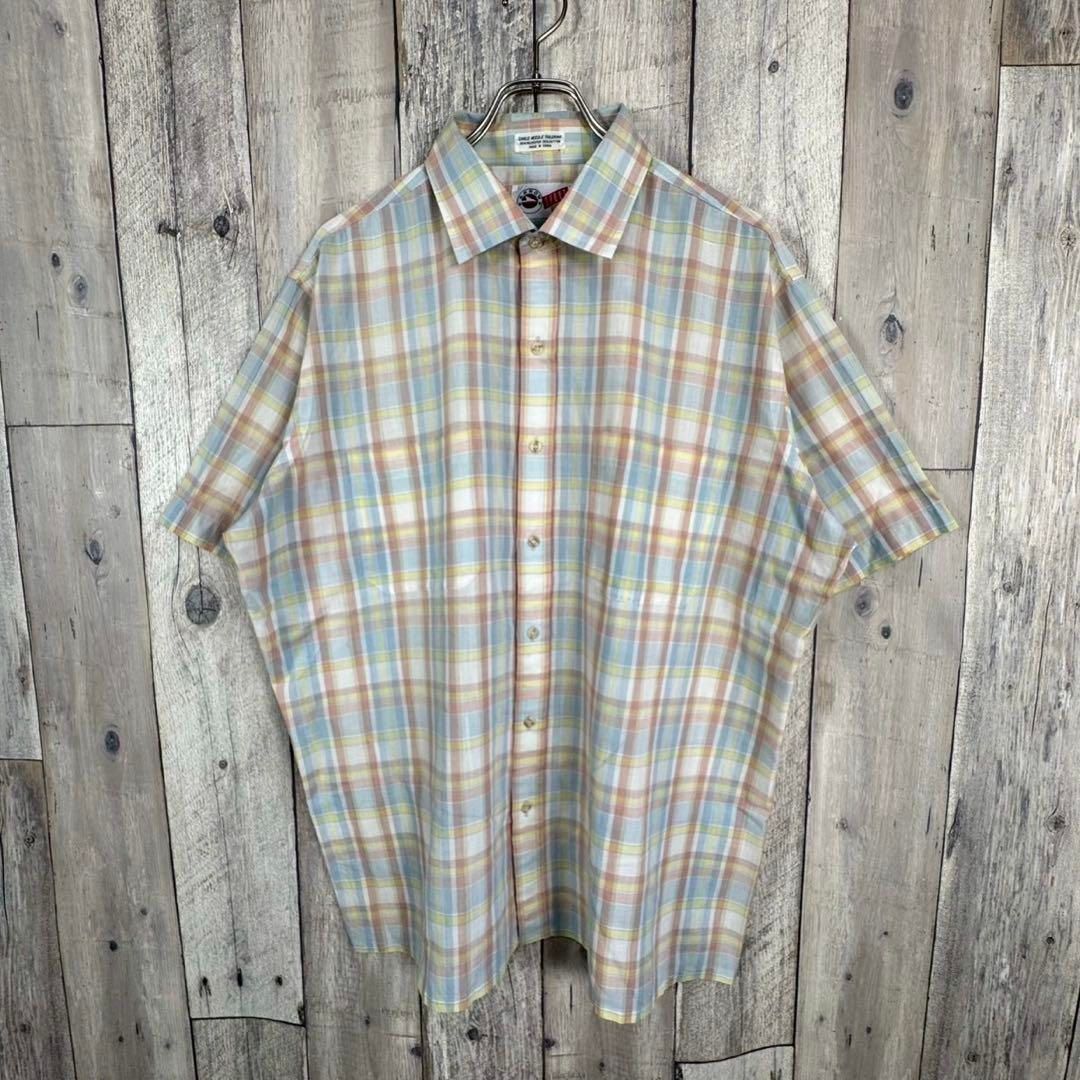 OLD ARROW 80s アロー 半袖 襟芯 ドレス チェック シャツ XL - メルカリ