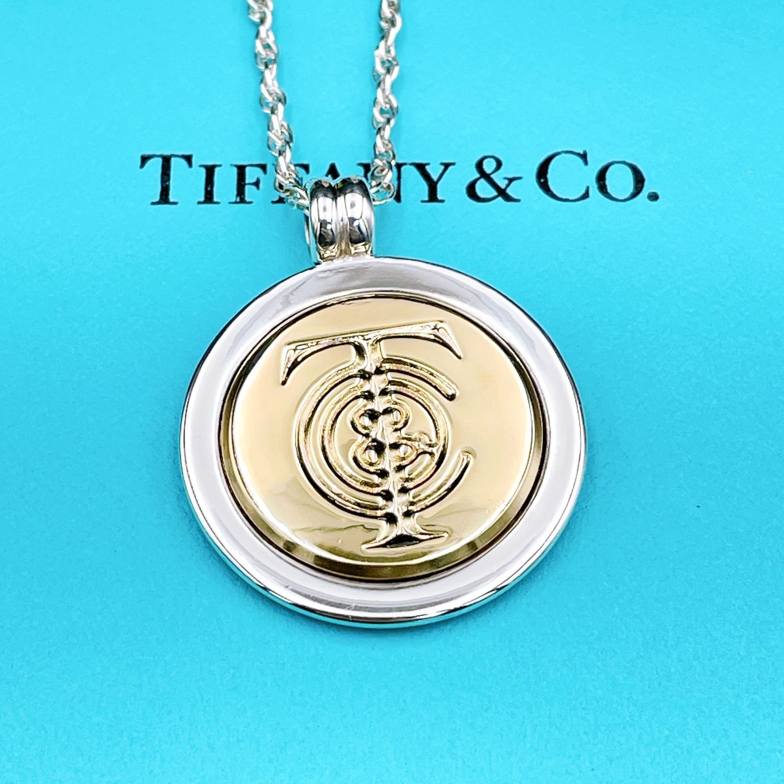 ティファニー 仕上済 Tiffany-Co. TC コイン コンビ ネックレス ペンダント Ag925 K18 Au750 シルバー ゴールド ブランド