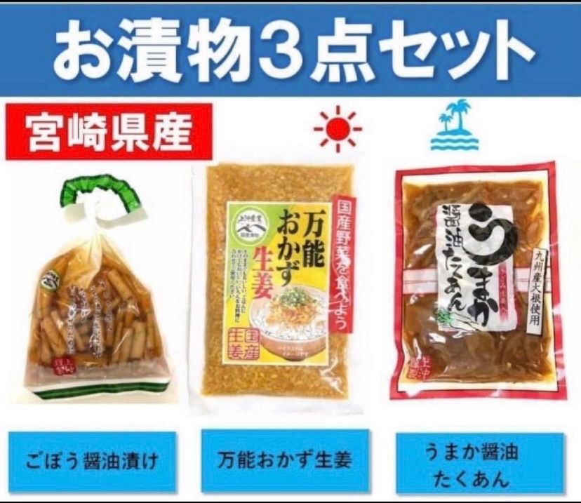 万能おかずしょうが2袋 ごぼう醤油漬け1袋 3点セット