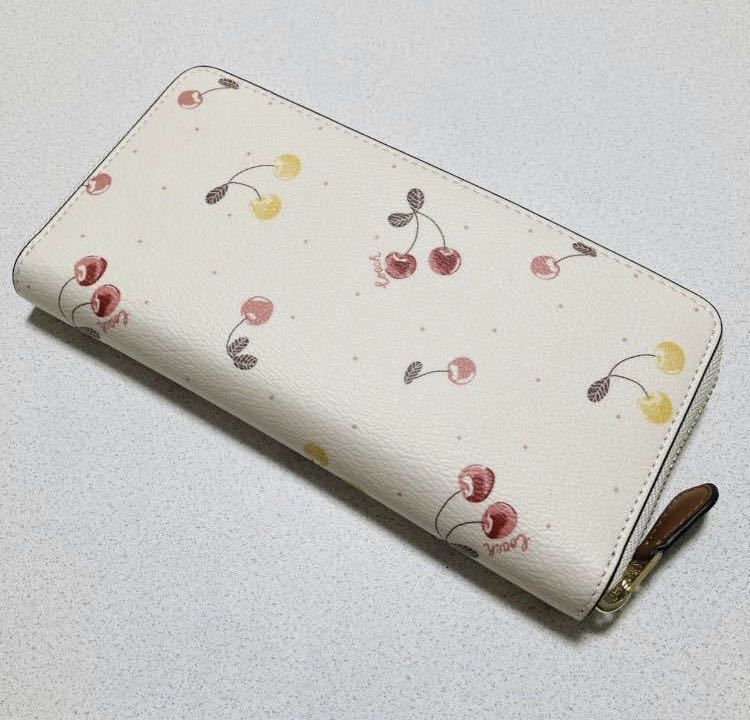 C1813 チェリープリント本革長財布