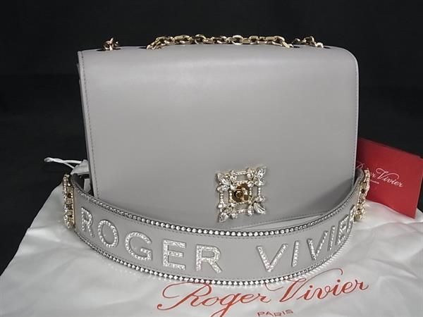 □極美品□ Roger Vivier ロジェヴィヴィエ レザー ビジュー ライン  