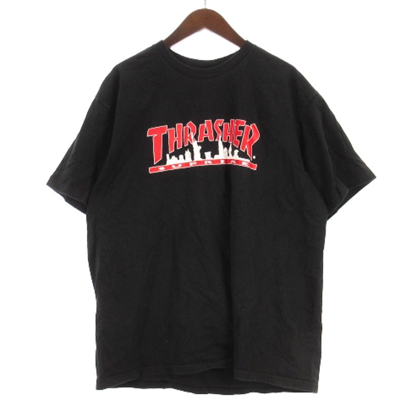 シュプリーム SUPREME × Thrasher 21AW Tシャツ カットソー 半袖 USA製 ブラック XL AA