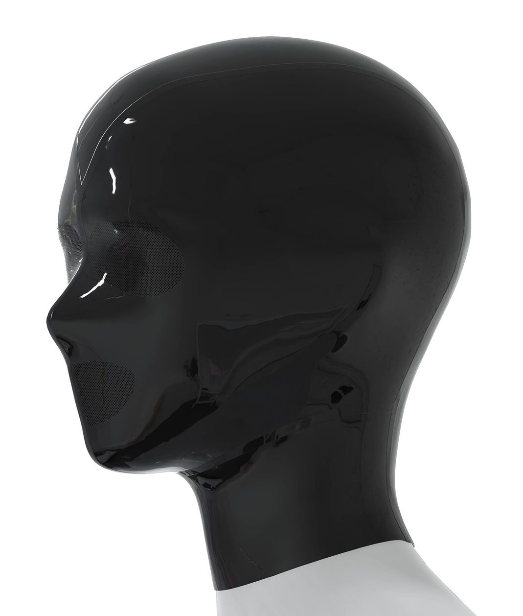 ラテックス製 レーザーマイクロホール全頭ラバーマスク 立体 黑 M L WWW_IBETON_RU