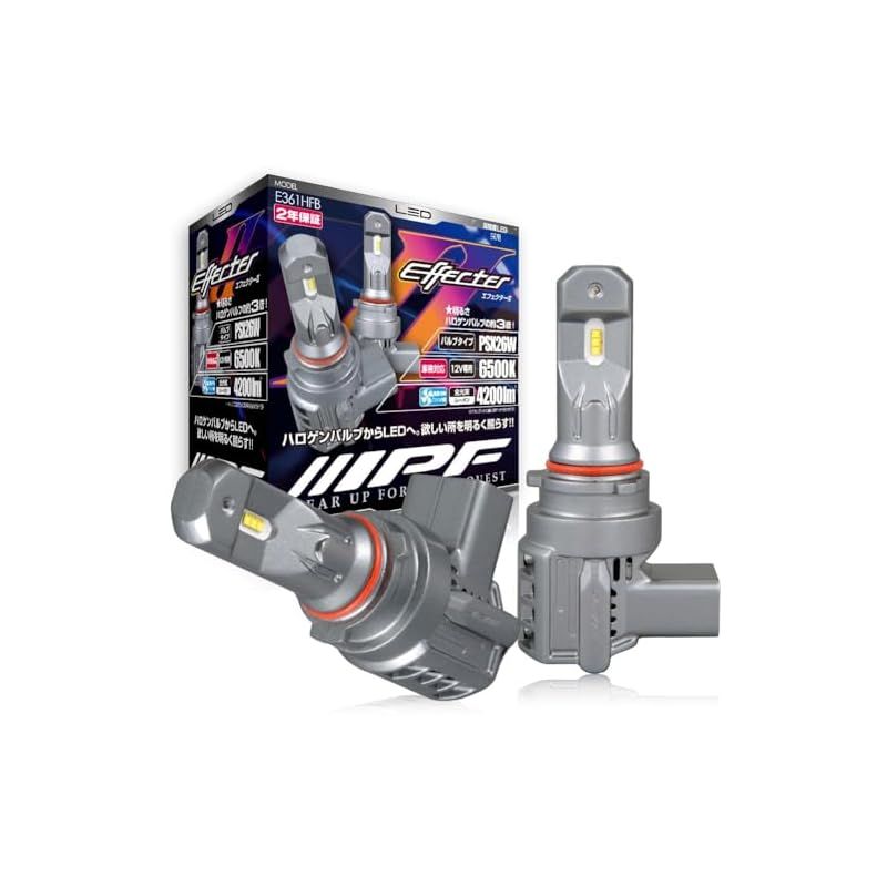 IPF ヘッドライト フォグランプ LED 車用 PSX26W 4200lm 6500K ホワイト 12V用 2本入 車検対応 ドライバーユニット一体型 冷却ファン内蔵 ハロゲンサイズ型 取付簡単 ハイエース 後継モデル E361HFB