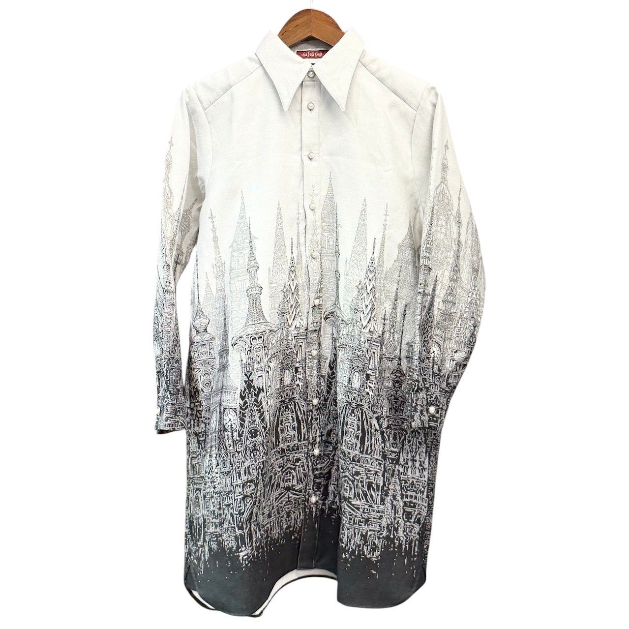 ha za ma ハザマ 24AW 最後の砦のシャツ S ホワイト×ブラック 14840