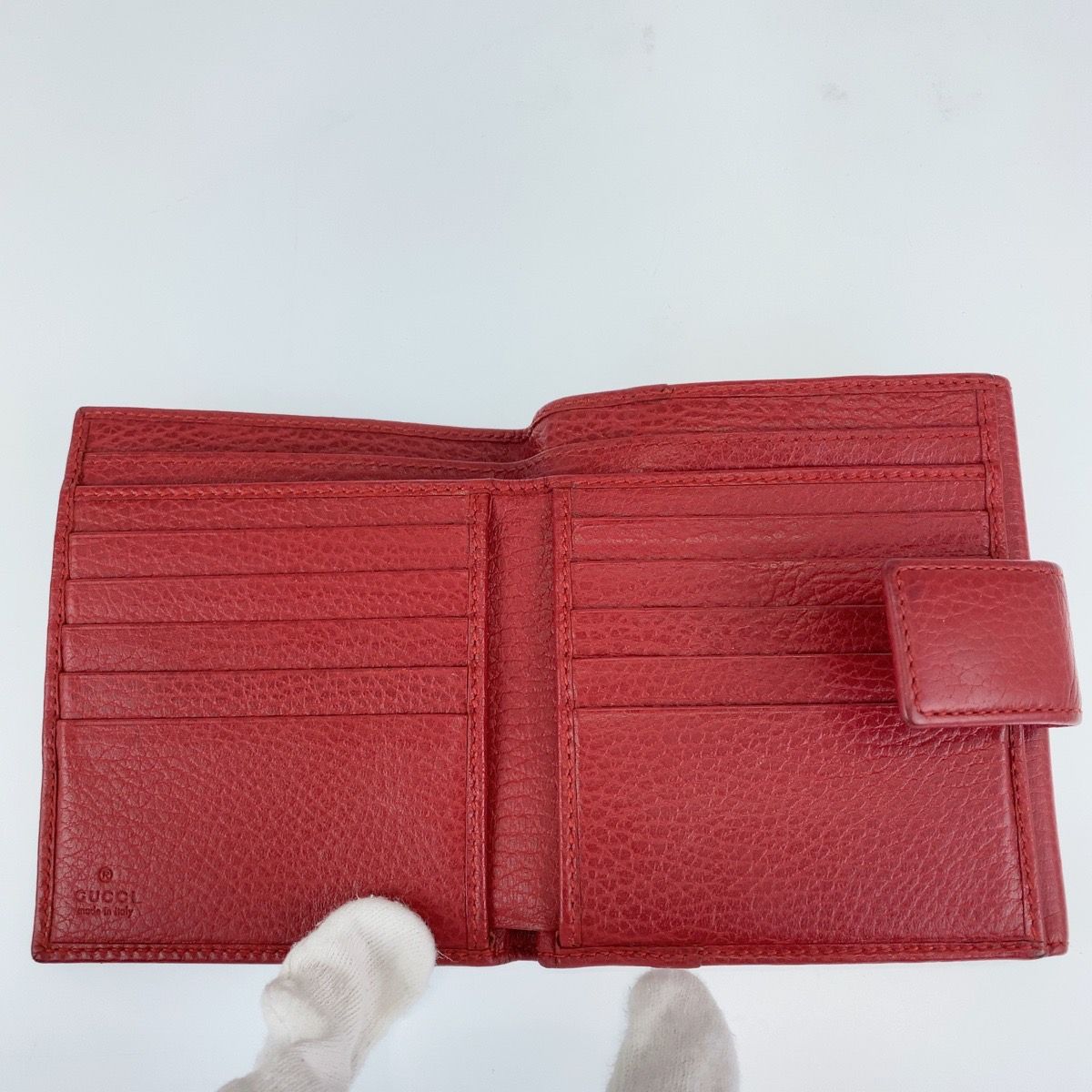 GUCCI グッチ GGマーモント ハイビスカスレッド レザー 二つ折り財布 レディース 400909 【中古】 GUCCI グッチ GGマーモント ハイビスカスレッド レザー 二つ折り財布