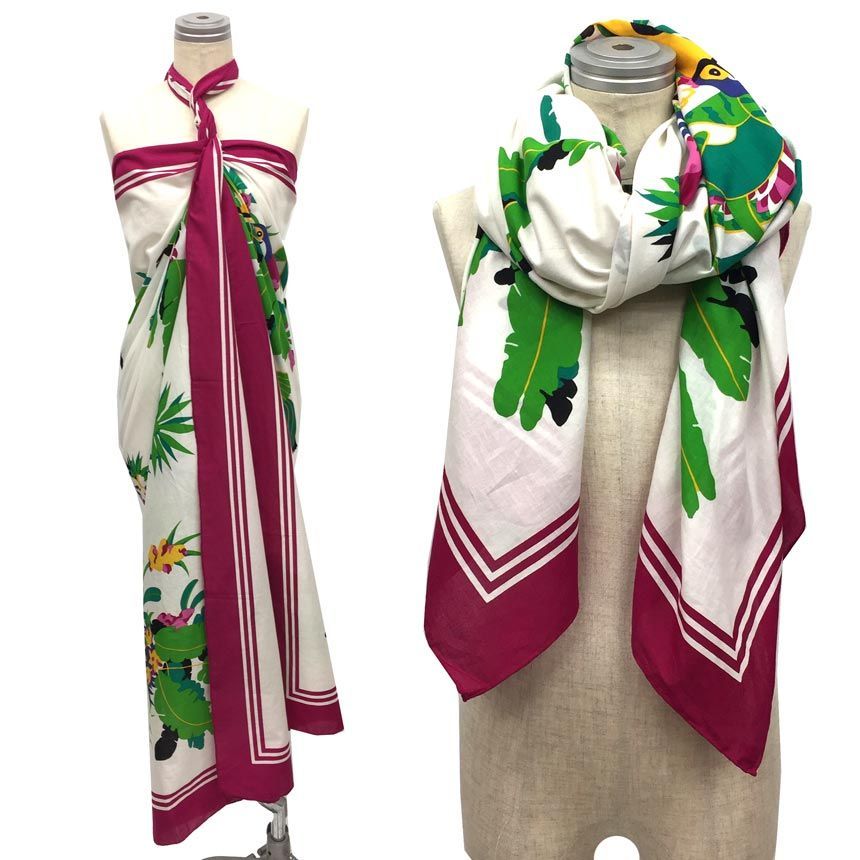 未使用 GUCCI グッチ ストール パレオ 鳥 ソファーカバー コットン 