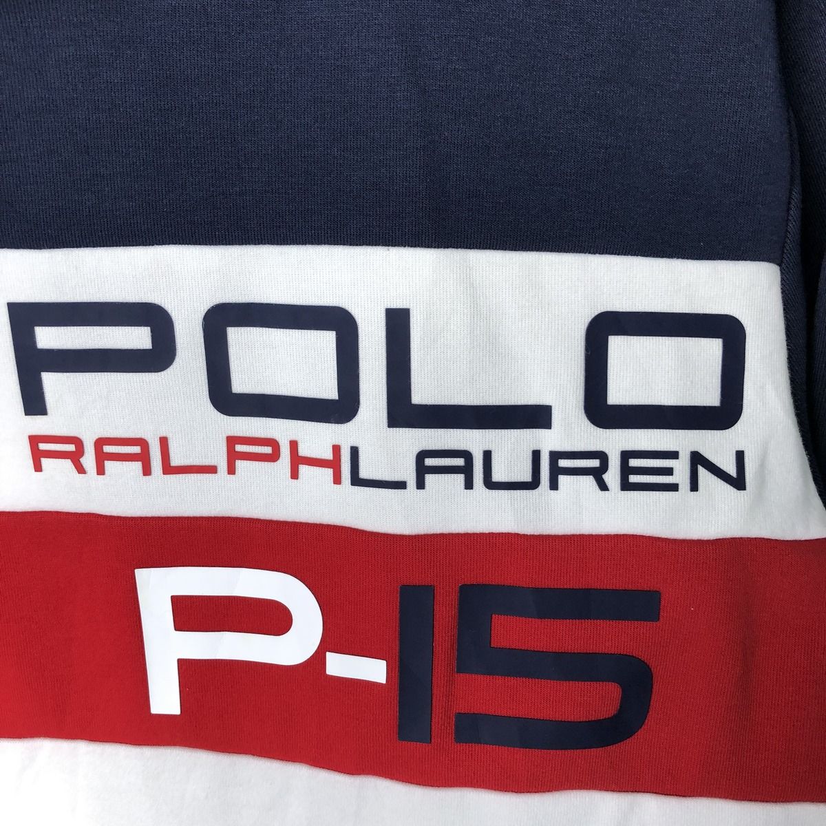美品　ポロラルフローレン　プルオーバーパーカー　星条旗　デカロゴ  赤　M 古着 ラルフローレン Ralph Lauren POLO RALPH LAUREN 星条旗柄