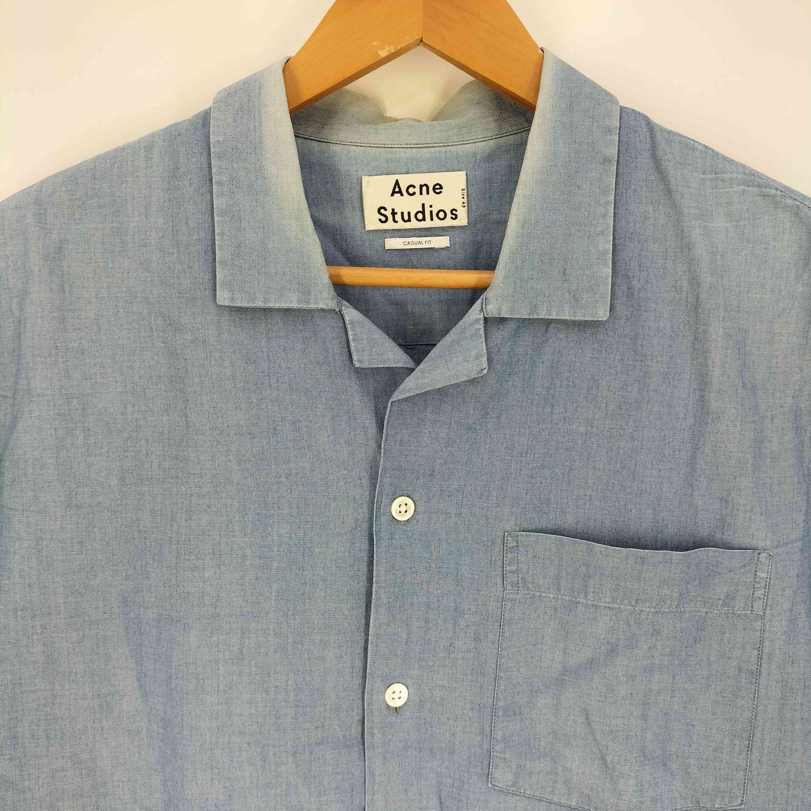 アクネストゥディオズ ACNE STUDIOS ODY POCKET 開襟オープンカラー シャンブレーシャツ メンズ EUR：48