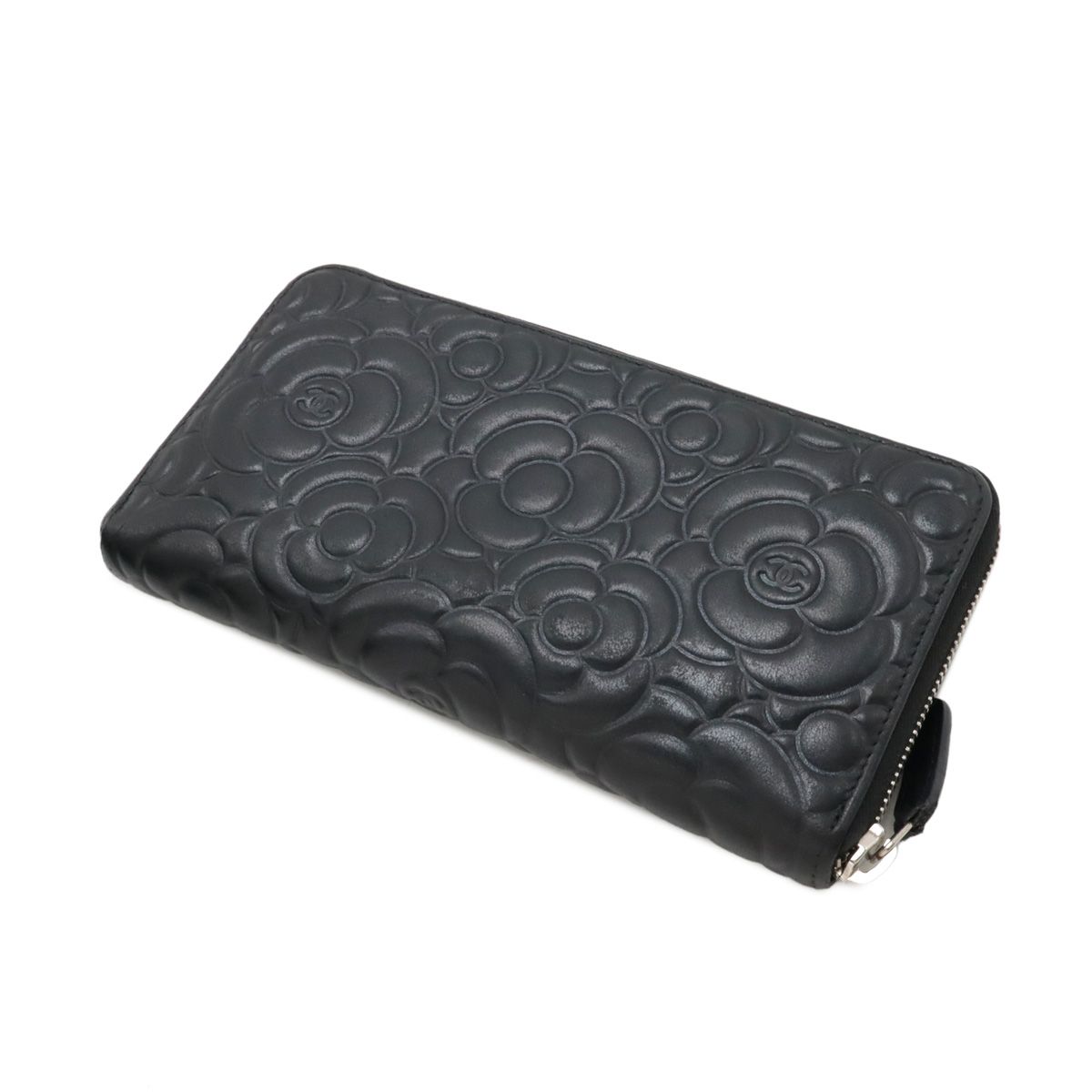 シャネル レザー カメリア エンボスジップ長財布 A70620 CHANEL シャネル カメリア ラウンドジップ長財布 A70620