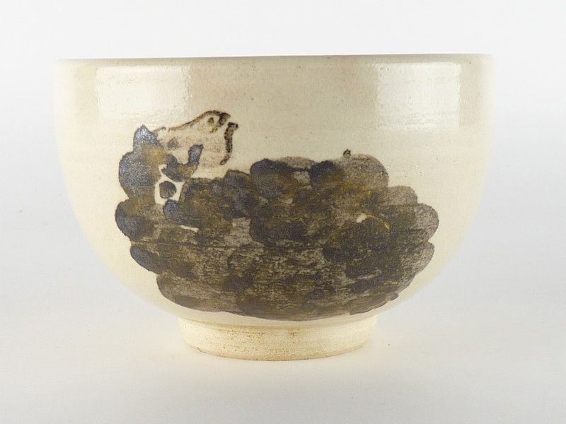 清宮】三浦竹軒「羊図 茶碗」共箱 幅 約12.5cm 高さ 約8.5cm