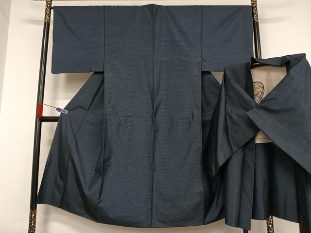 平和屋着物●男性 本場大島紬 アンサンブル 格子 正絹 AAAU0033np
