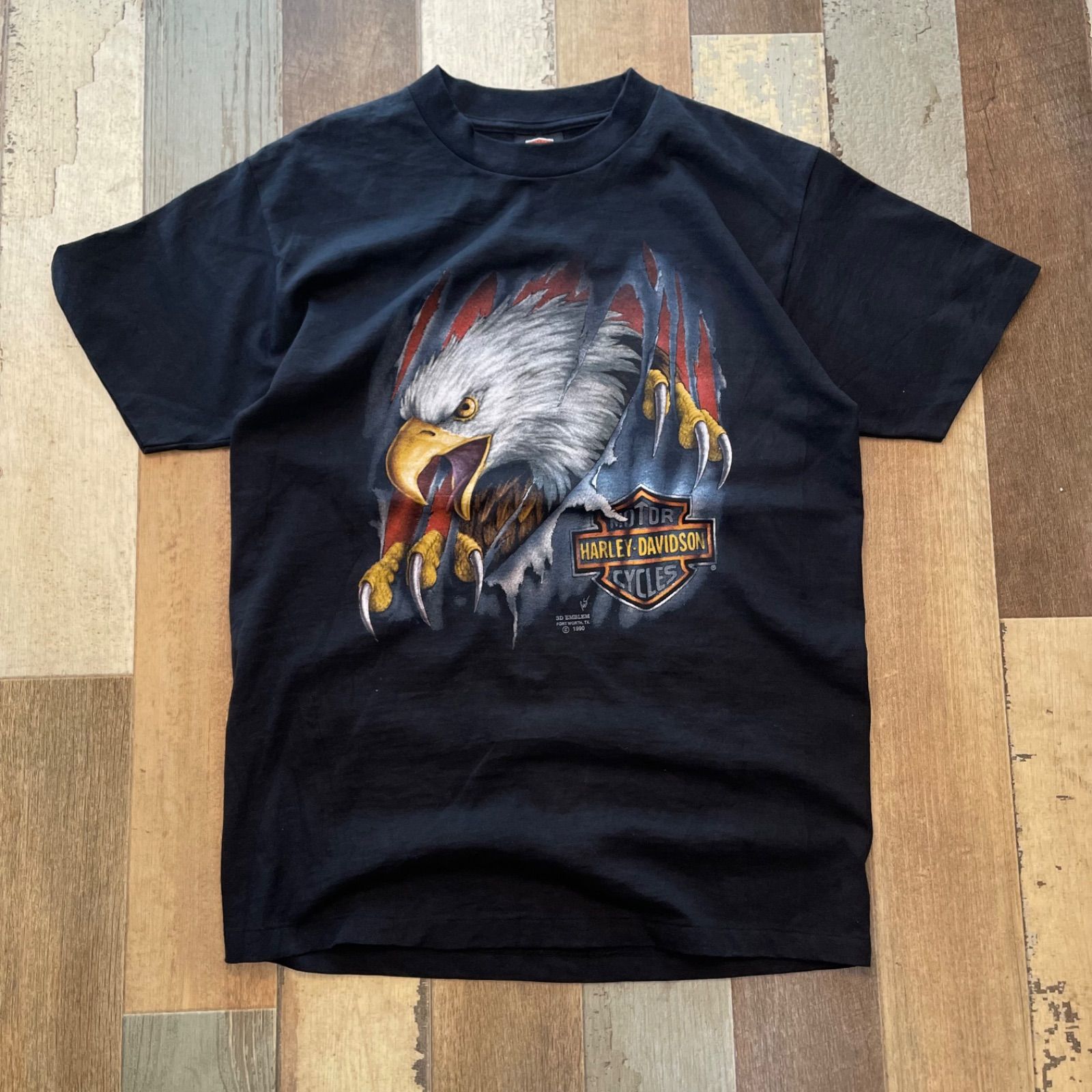 90s USA製 ハーレーダビッドソン 3D EMBLEM イーグルTシャツ M USA製 90s HARLEY DAVIDSON 3Dエンブレム社 Tシャツ イーグル