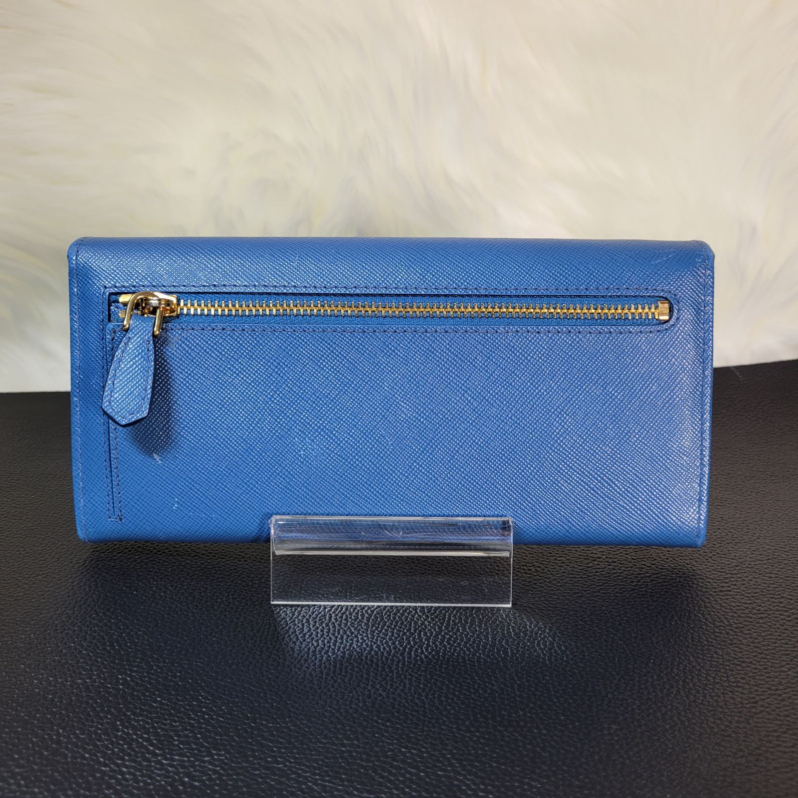 PRADA プラダ サフィアーノ 長財布 フラップ　ブルー　美品　1205-⑥ PRADA プラダ サフィアーノ 長財布 フラップ ブルー 美品 1205-⑥