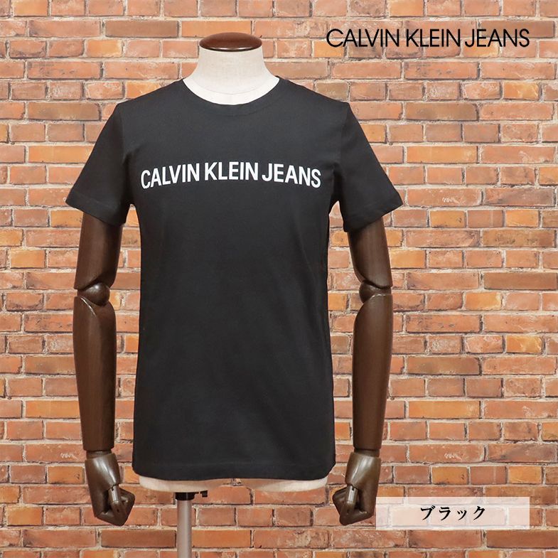 CALVIN KLEIN JEANS/Lサイズ/Tシャツ J30J307855 ロゴ プリント 丸首 オーガニック綿 半袖 新品/黒/ブラック/ic605/
