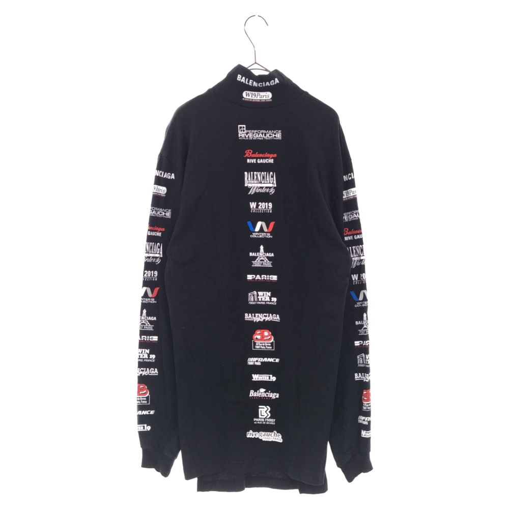 バレンシアガ マルチロゴプリントハイネック長袖カットソー L