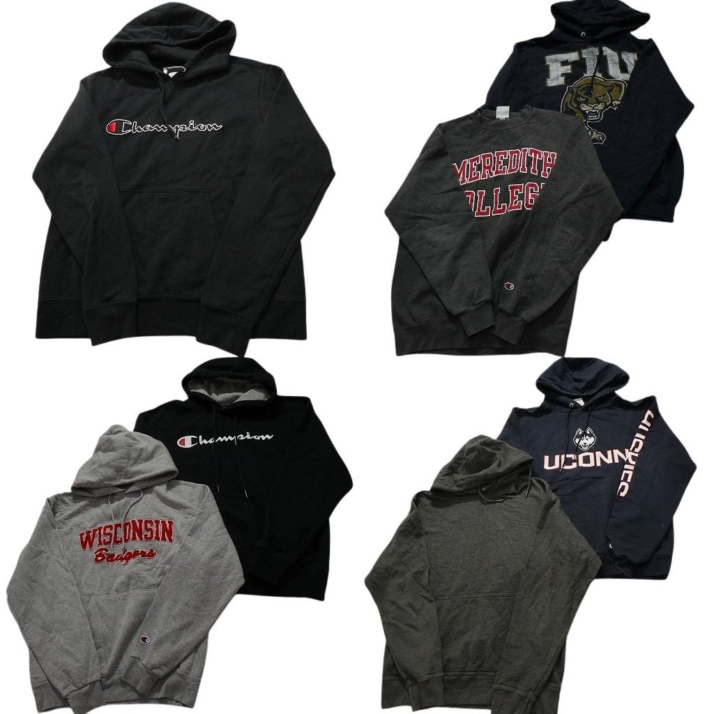 古着卸 まとめ売り チャンピオン Champion スウェット 7枚セット メンズ M フーディー カレッジ風 アームロゴ 古着 NC3914