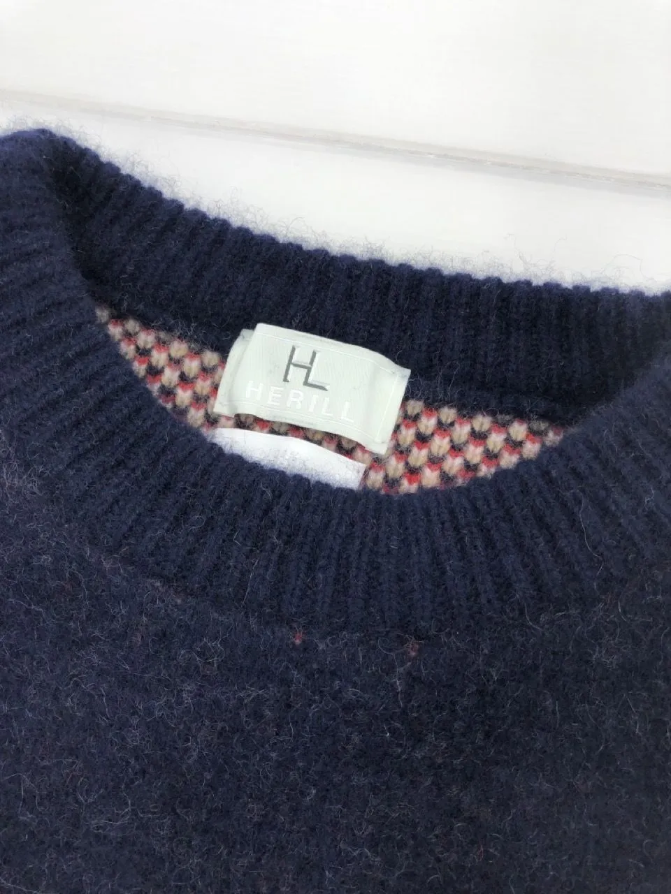 HERILL 23AW Cashmere Jacquard Sweater AHIRU 3 ネイビー