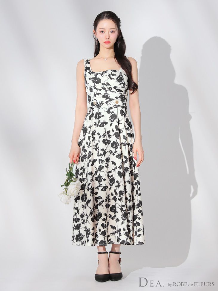 ROBE de FLEURS DE3596 アイボリードレス XS～Lサイズあり】2way♥バストカットサテンリボンフレア