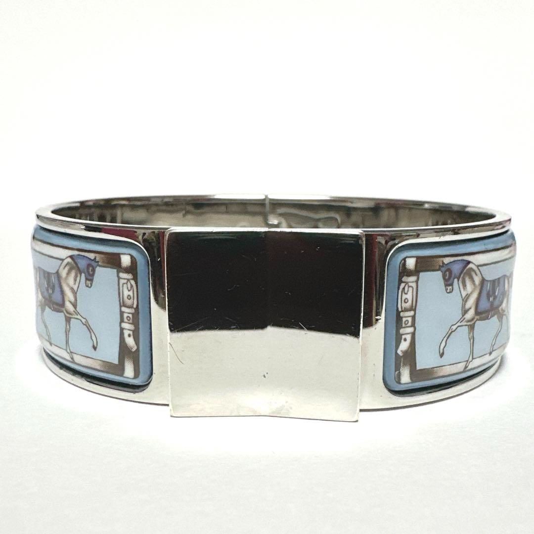 HERMES エルメス ブレスレット バングル 馬 ウマ シルバー ブルー