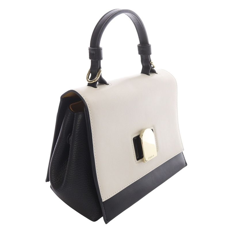 【ま！】FURLA エマEmma ハンドバッグ ホワイト/ブラック フルラ FURLA Furla ハンドバッグ EMMA エマ レザー （BX0053