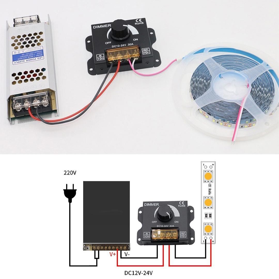 LED調光器 ディマースイッチ コントローラー 12V 24V 30A