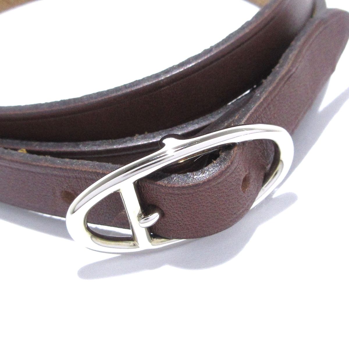 HERMES エルメス アピ レザーブレスレット ダークブラウン 最終価格】HERMES エルメス レザー ブレスレット アピ ブラック