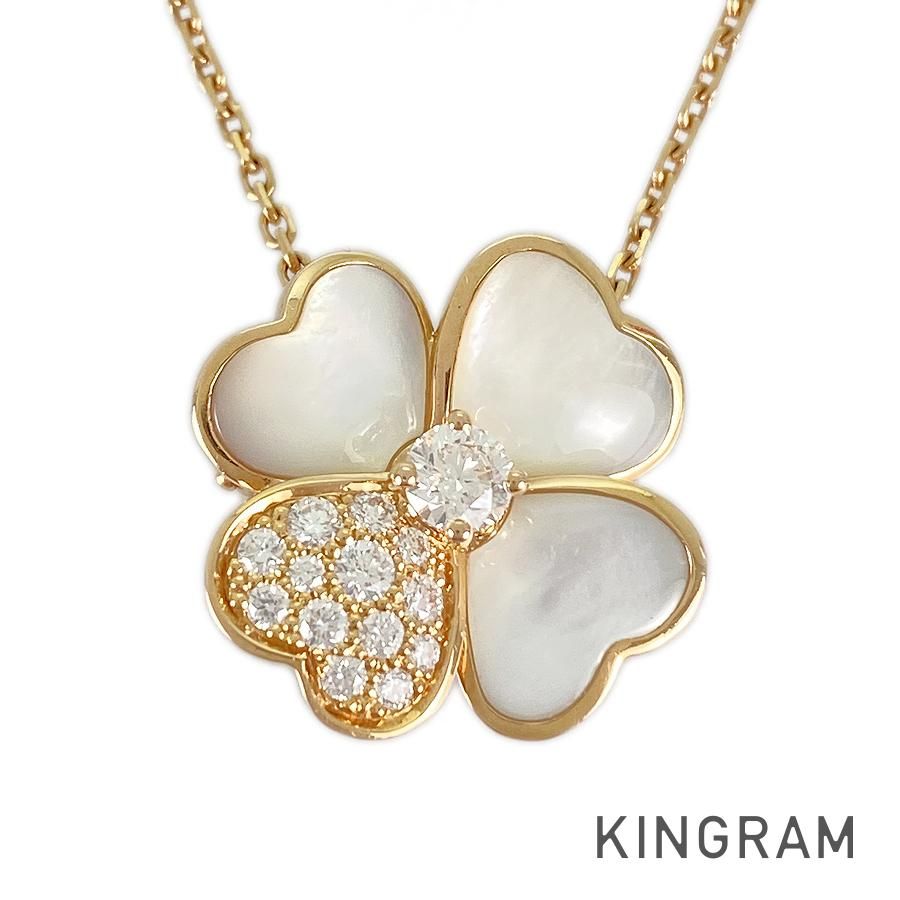 ヴァンクリーフ＆アーペル Van Cleef & Arpels コスモス クリップ ミディアムモデル K18PG シェル ダイヤモンド ネックレス sss【中古】