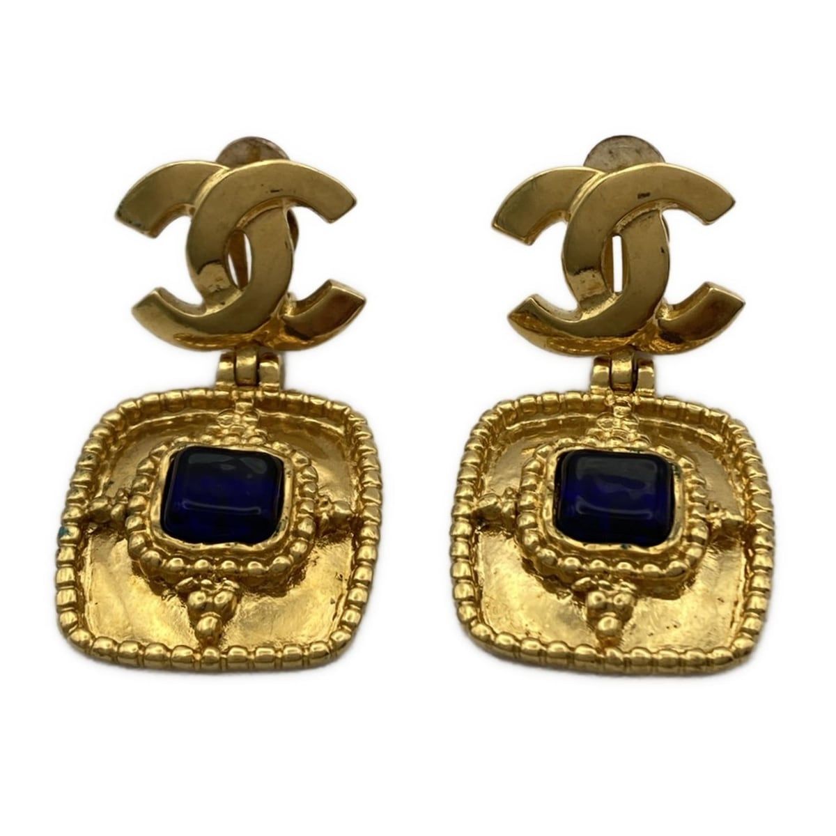 CHANEL シャネル イヤリング - ゴールド×ネイビー