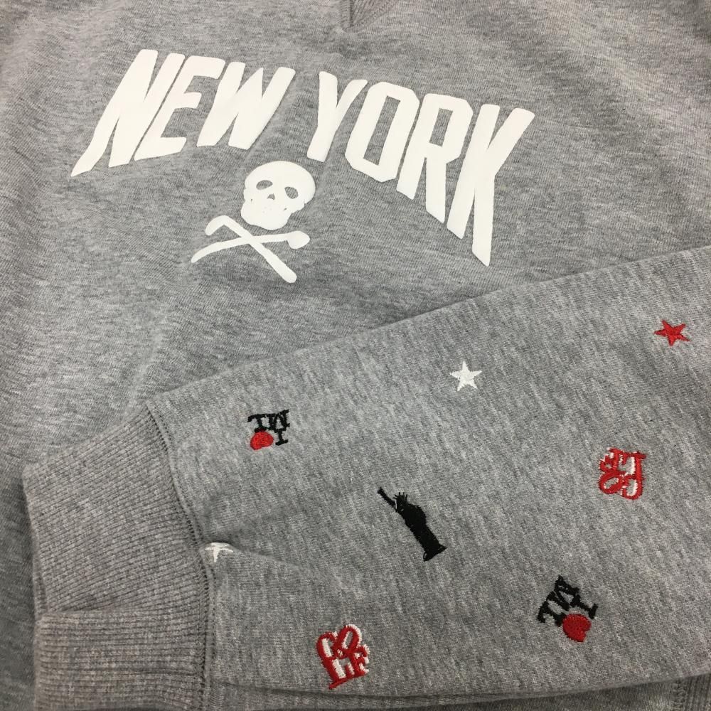 マークアンドロナ トレーナー 杢グレー 袖刺しゅう総柄 スウェット メンズ L ゴルフウェア MARK＆LONA LLC-HASEGAWATOSO_COM