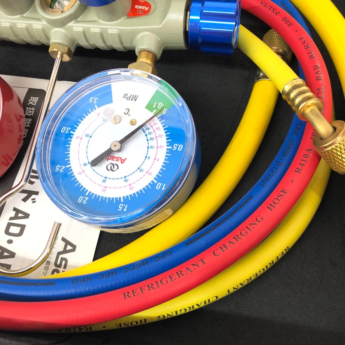 ДД【中古】ASADA 空調工具 ケース付 マニホールドAD/AF 目立った傷や  