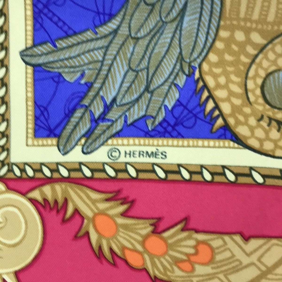 HERMES(エルメス) スカーフ美品 カレ90 ブルー×レッド×マルチ