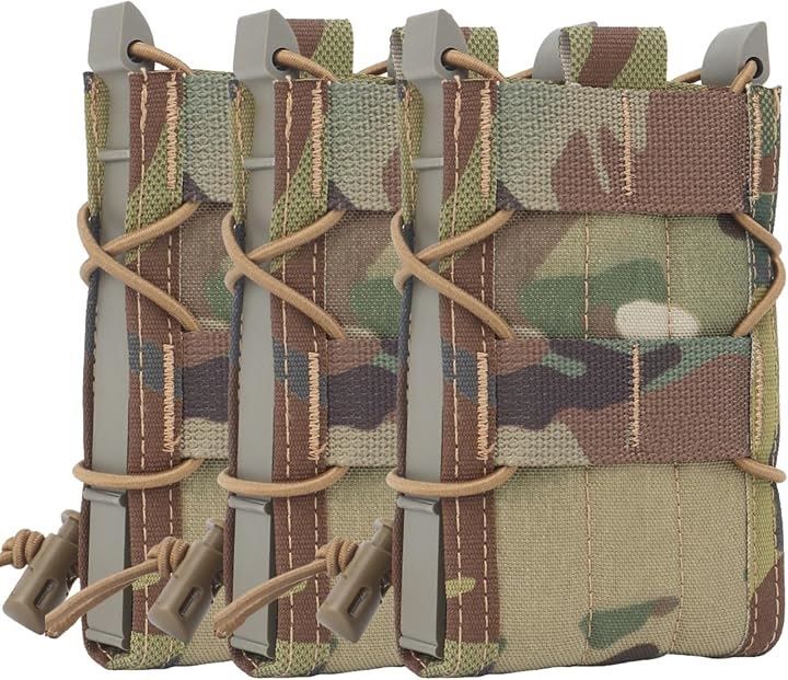 MILQUEST マガジンポーチ マグポーチ TACOスタイル M4 AK 対応 MOLLE ベルト 両方対応 サバゲー CORDURA 実物ナイロン仕様(迷彩3個セット)