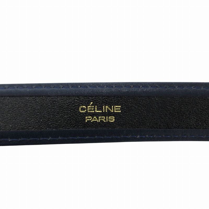 【美品】CELINE セリーヌ サークル ベルト ゴールド ネイビー セリーヌミディアム トリオンフ 黒 ゴールド金具 メンズ レザー