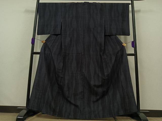 平和屋着物▽上質な紬　単衣　80亀甲　立涌文　正絹　逸品　AABB1415jh 平和屋着物▽上質な紬 単衣 80亀甲 立涌文 正絹 逸品 AABB1415jh