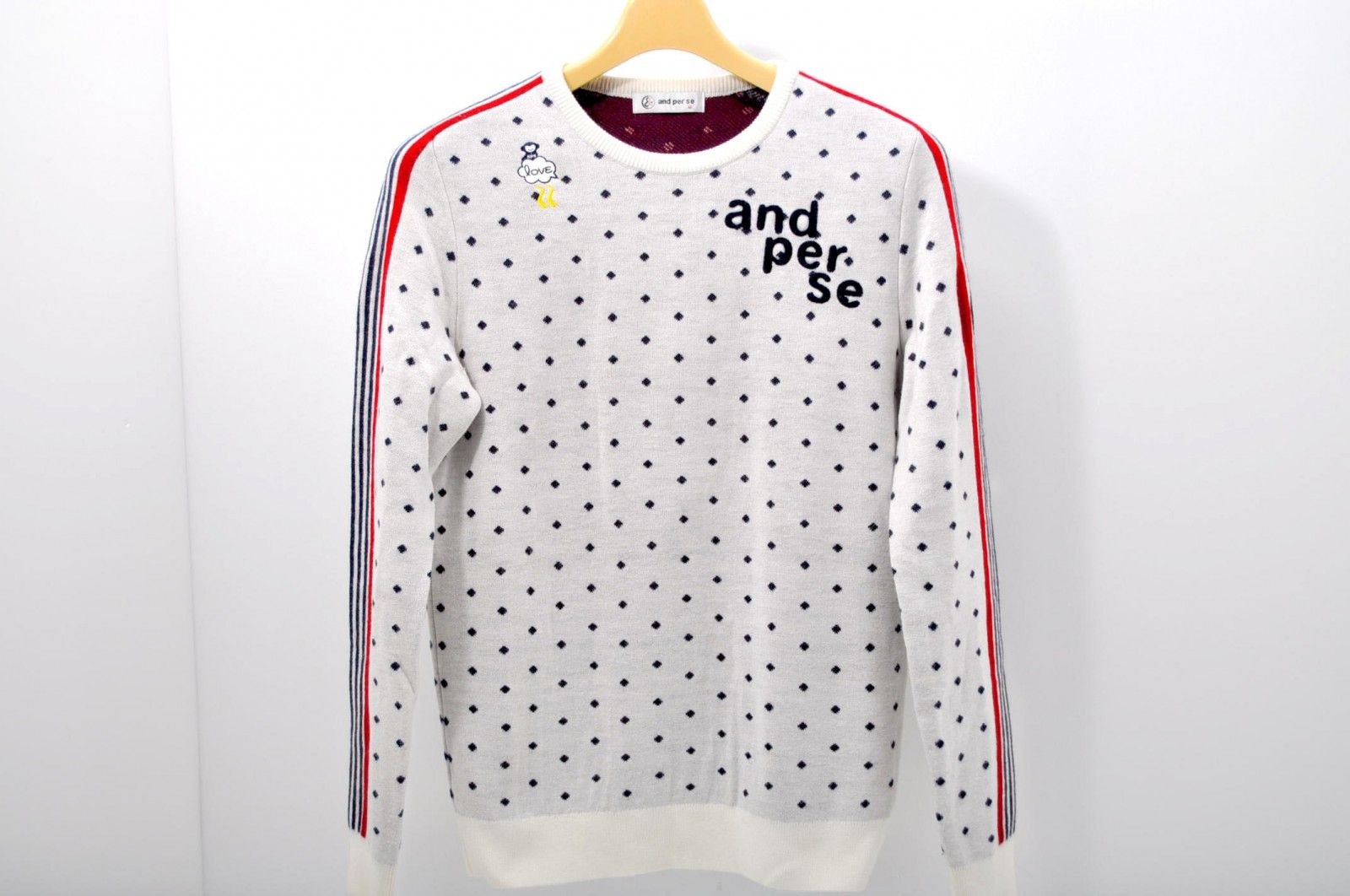 coco 中古 アンパスィ and per se レディース セーター M ホワイト 長袖 クルーネック ニット ドット/水玉 中古 レディース アンパスィ and per se セーター M ホワイト