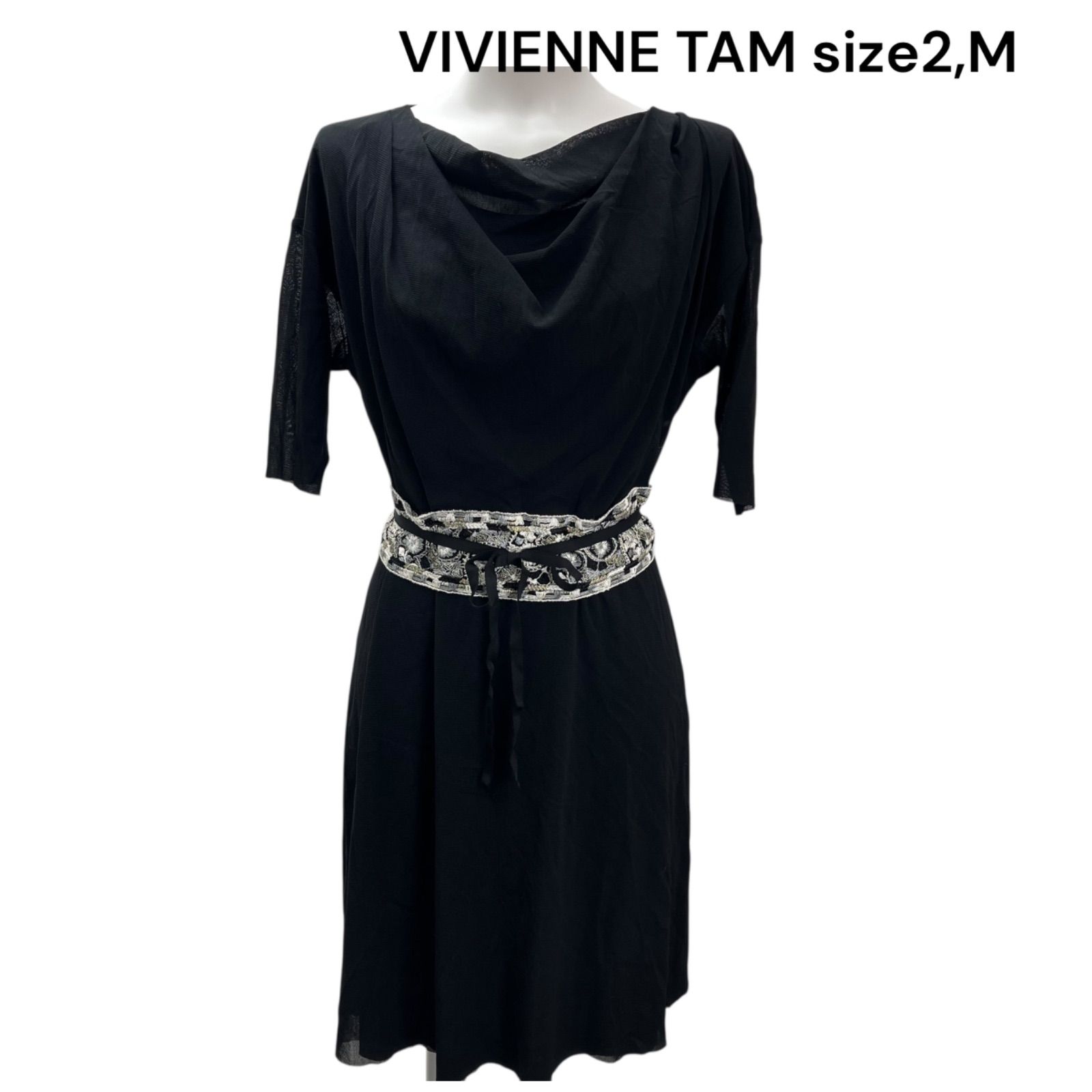 ヴィヴィアンタム VIVIENNE TAM パワーネット ブラック ワンピース 2 M レディース S5Q274