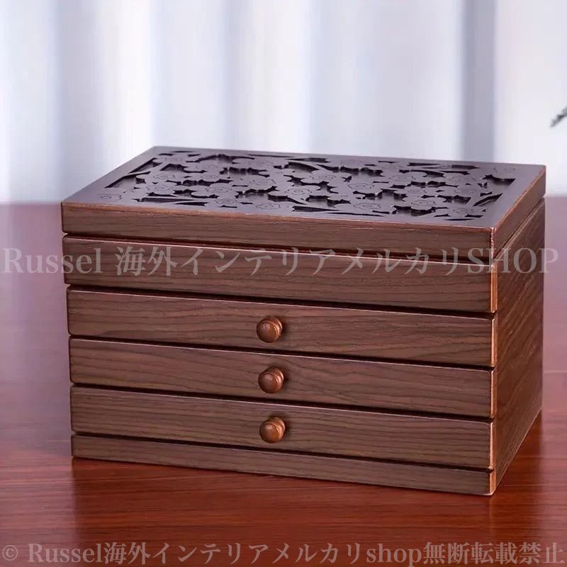 木製 レトロ ジュエリーボックス アクセサリー収納ケース 鏡付 ジュエリーケース アクセサリーケース ジュエリーボックス 木製