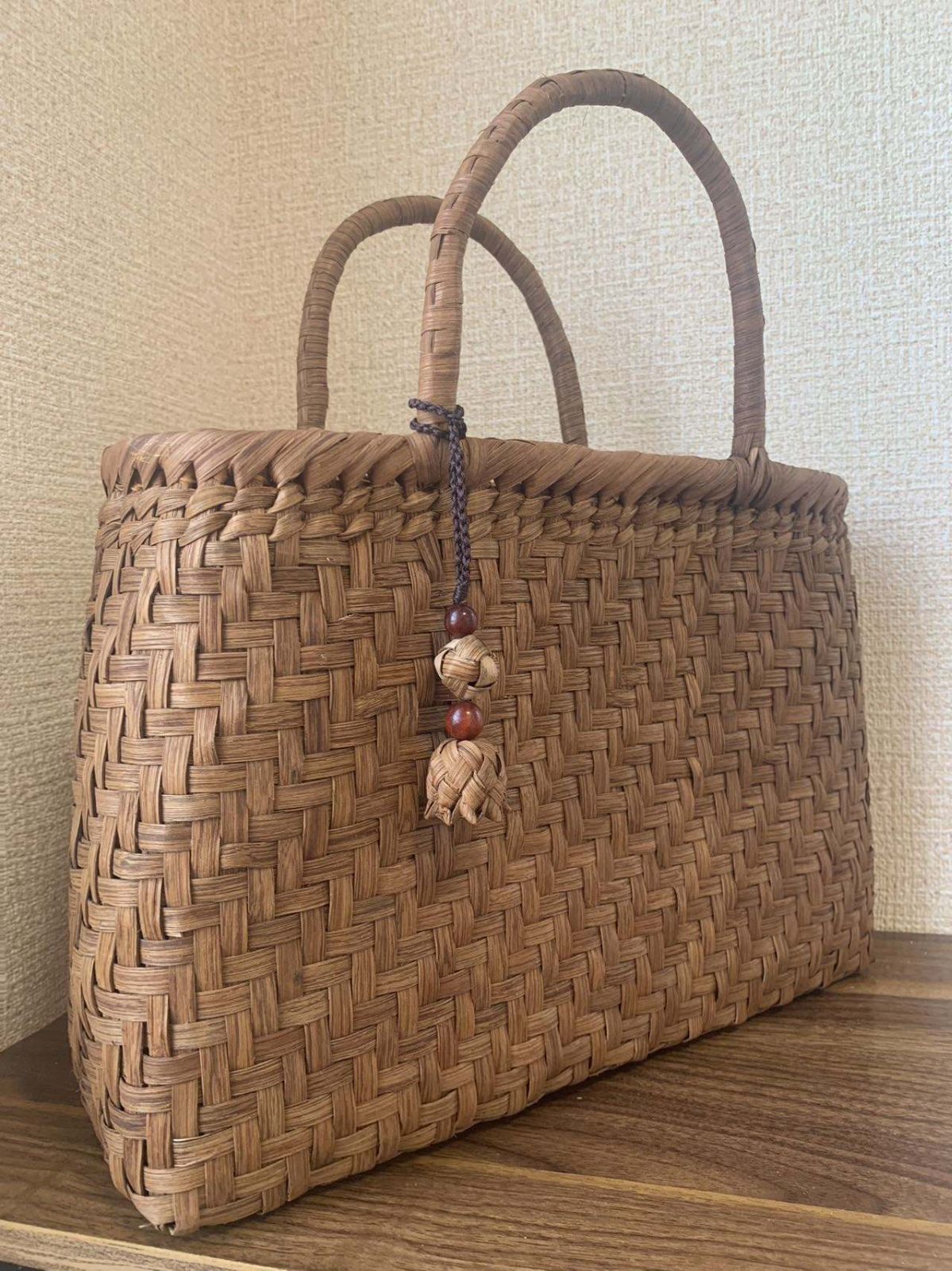 山葡萄かごバッグ 手作り 山葡萄籠バッグ 網代編み 定番