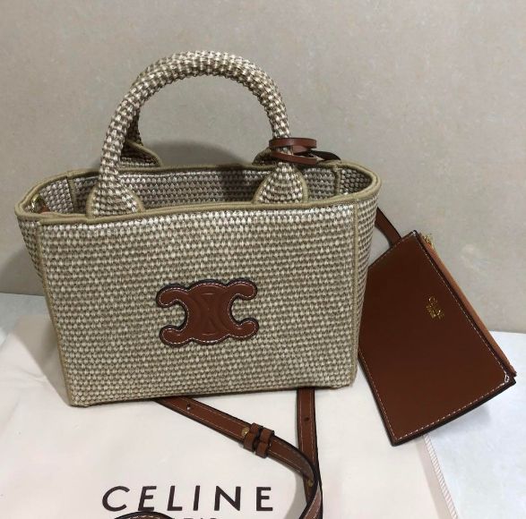 TAIS TOTE SMALL MODEL ラフィア＆カーフスキン タン
