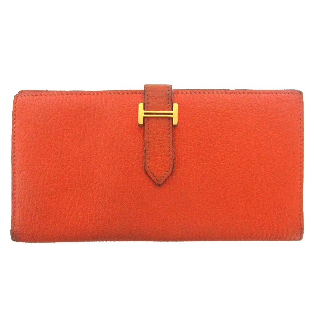 良品 HERMES エルメス ベアン 二つ折り ロングウォレット 長財布